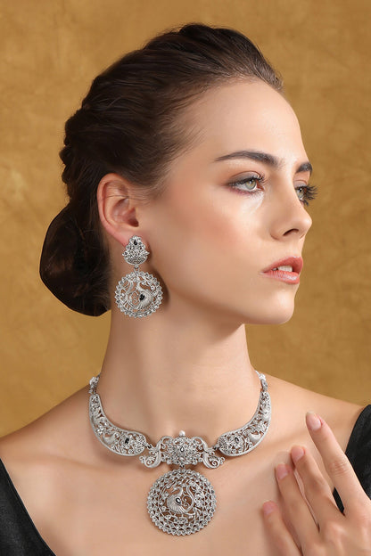 Floral Peacock Stone Choker Set 
