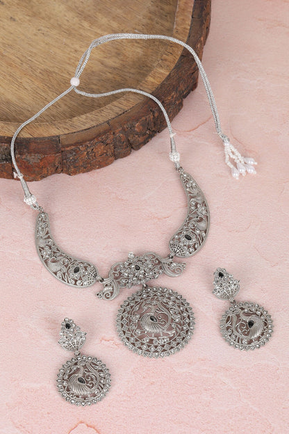 Floral Peacock Stone Choker Set 