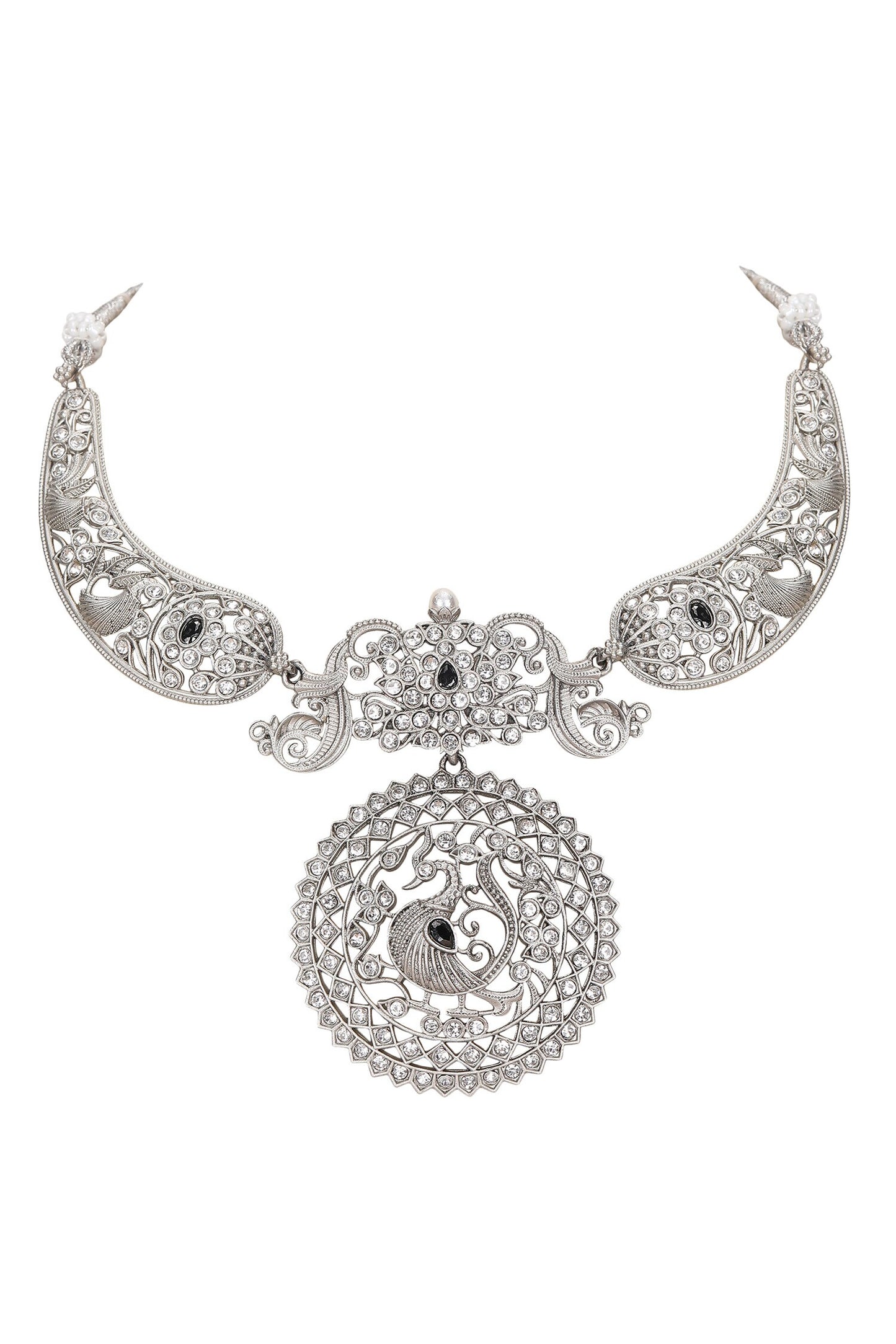 Floral Peacock Stone Choker Set 