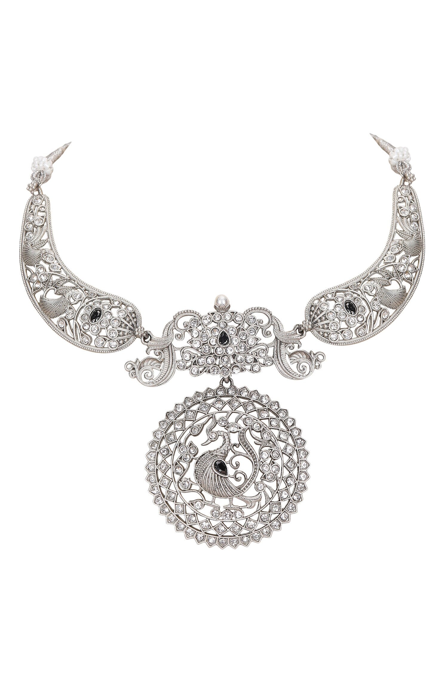 Floral Peacock Stone Choker Set 