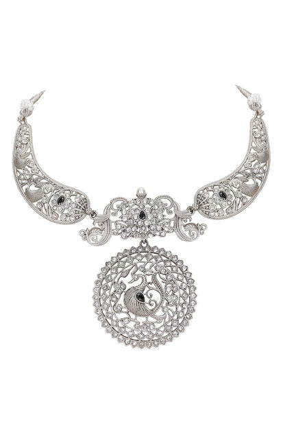 Floral Peacock Stone Choker Set 