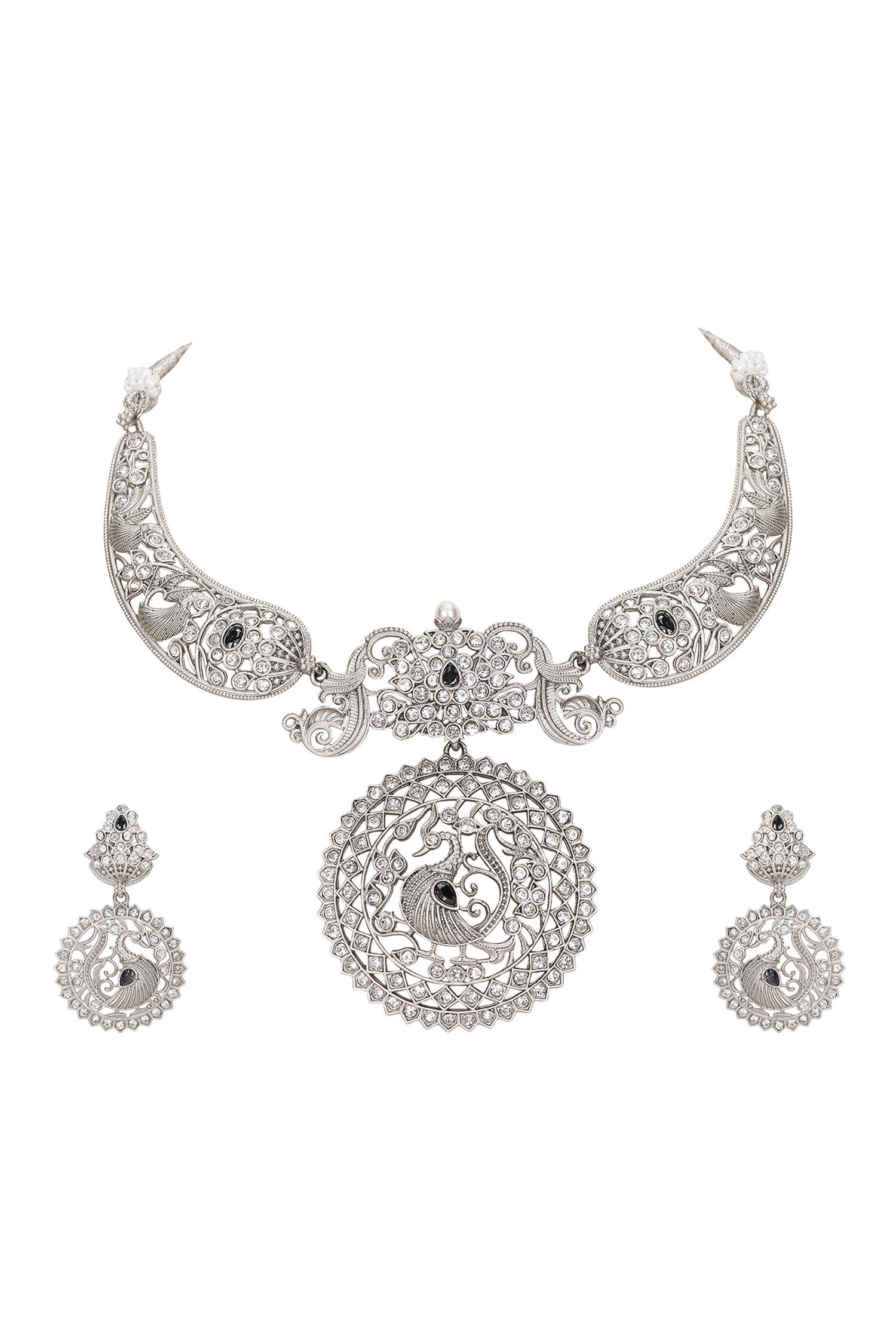 Floral Peacock Stone Choker Set 