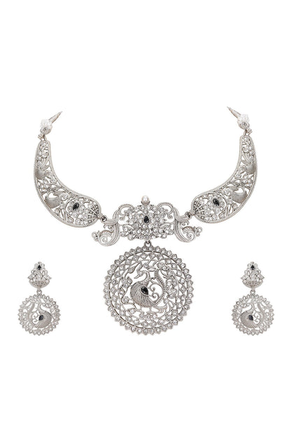 Floral Peacock Stone Choker Set 