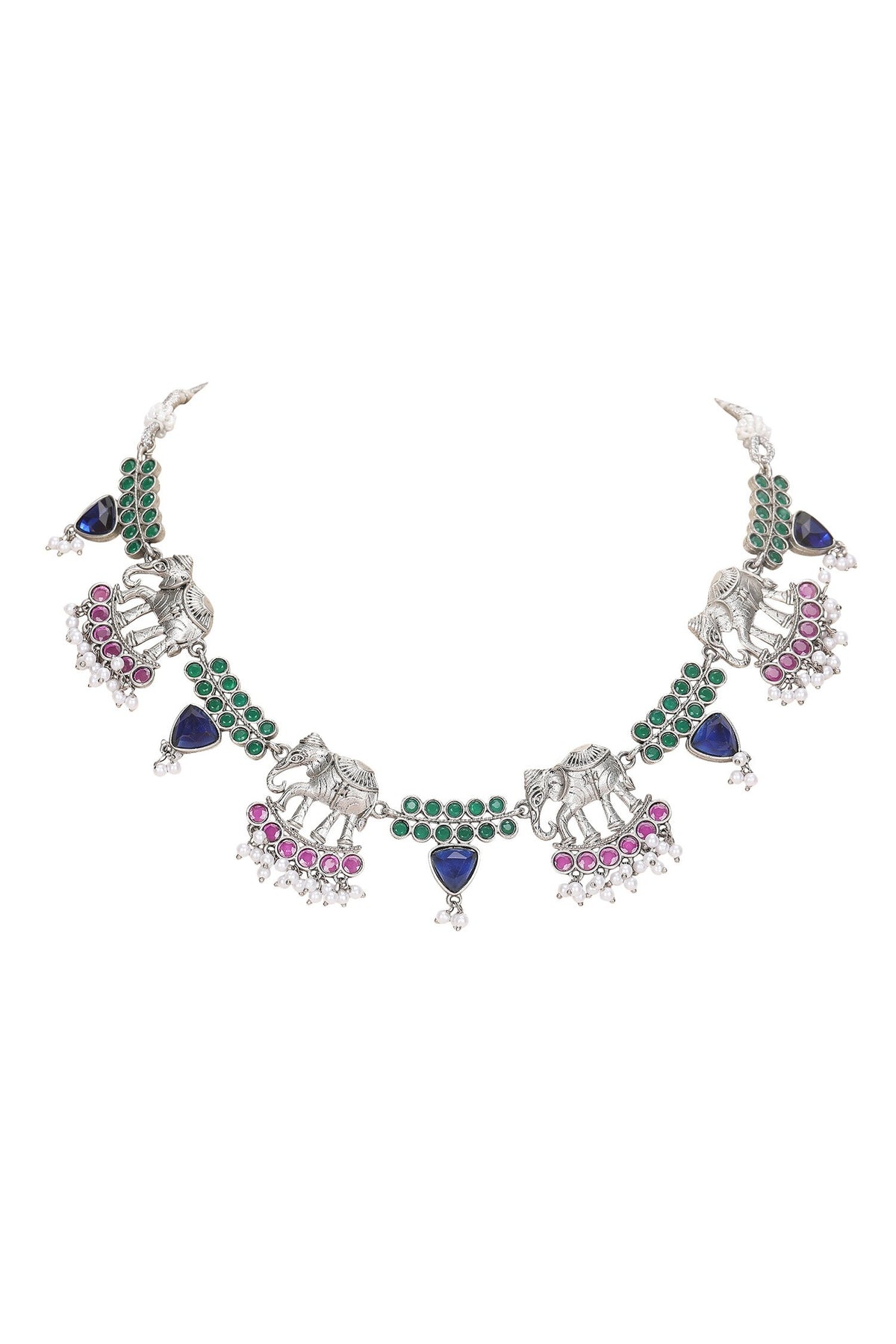 Elephant Motif Stone Choker Set 
