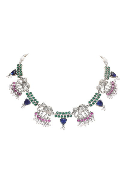 Elephant Motif Stone Choker Set 