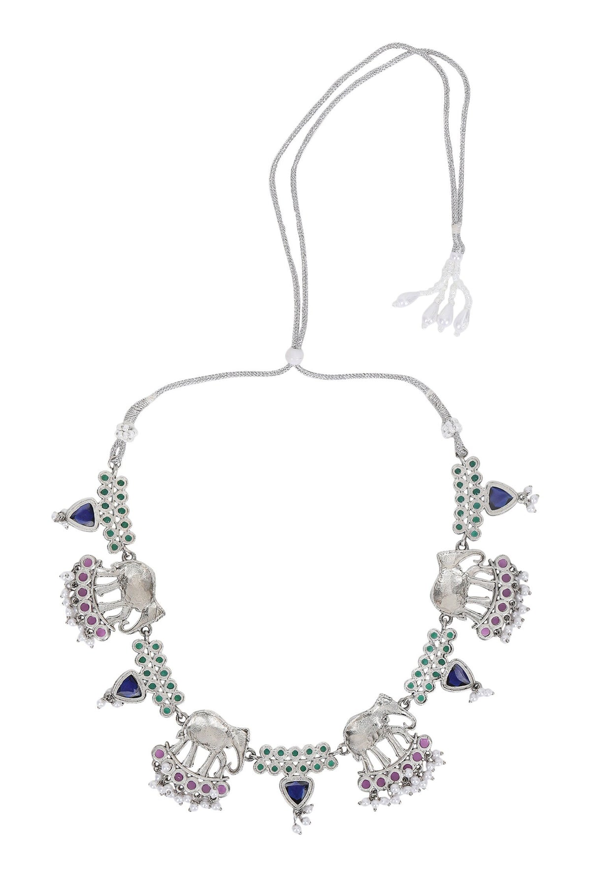 Elephant Motif Stone Choker Set 