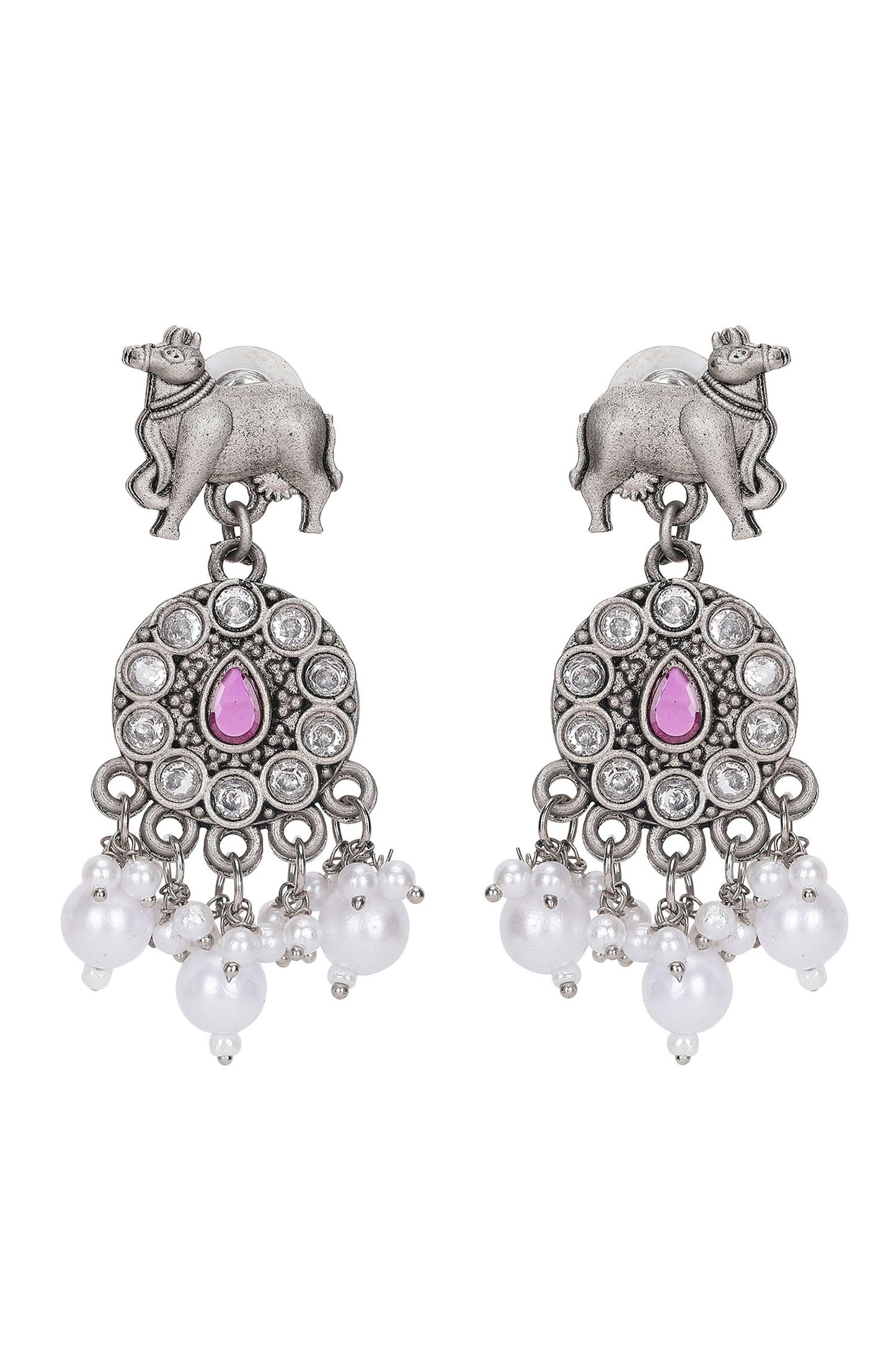 Silver Stone Beaded Necklace & Earring Set 