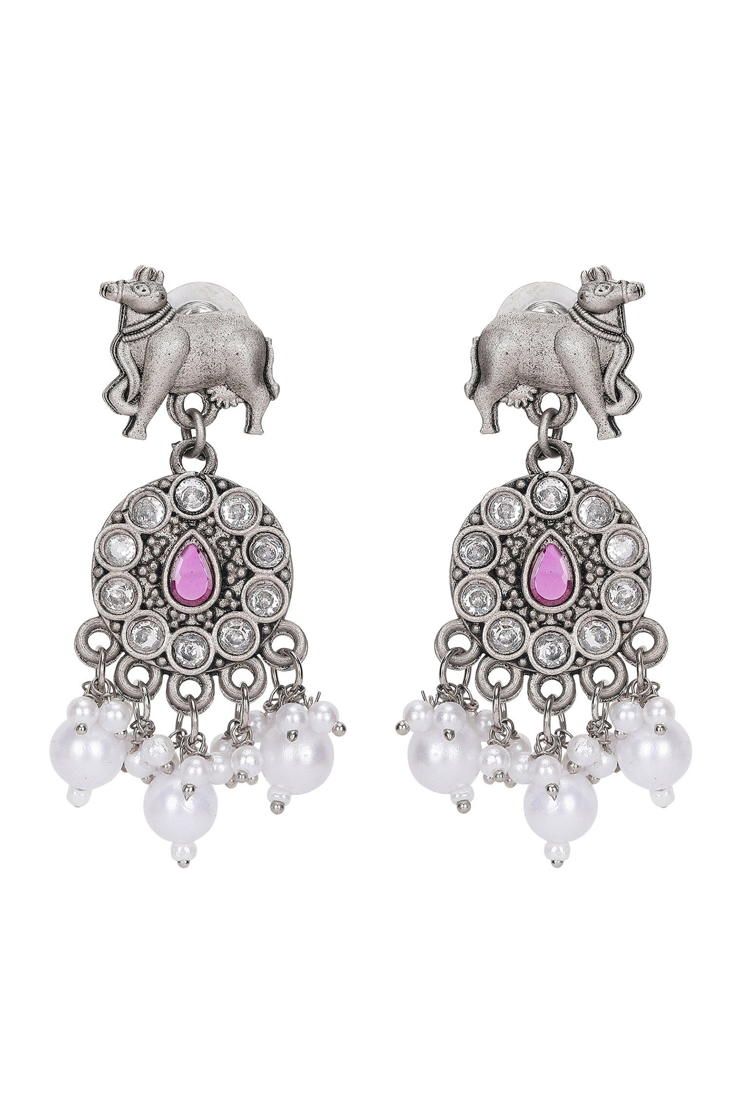 Silver Stone Beaded Necklace & Earring Set 