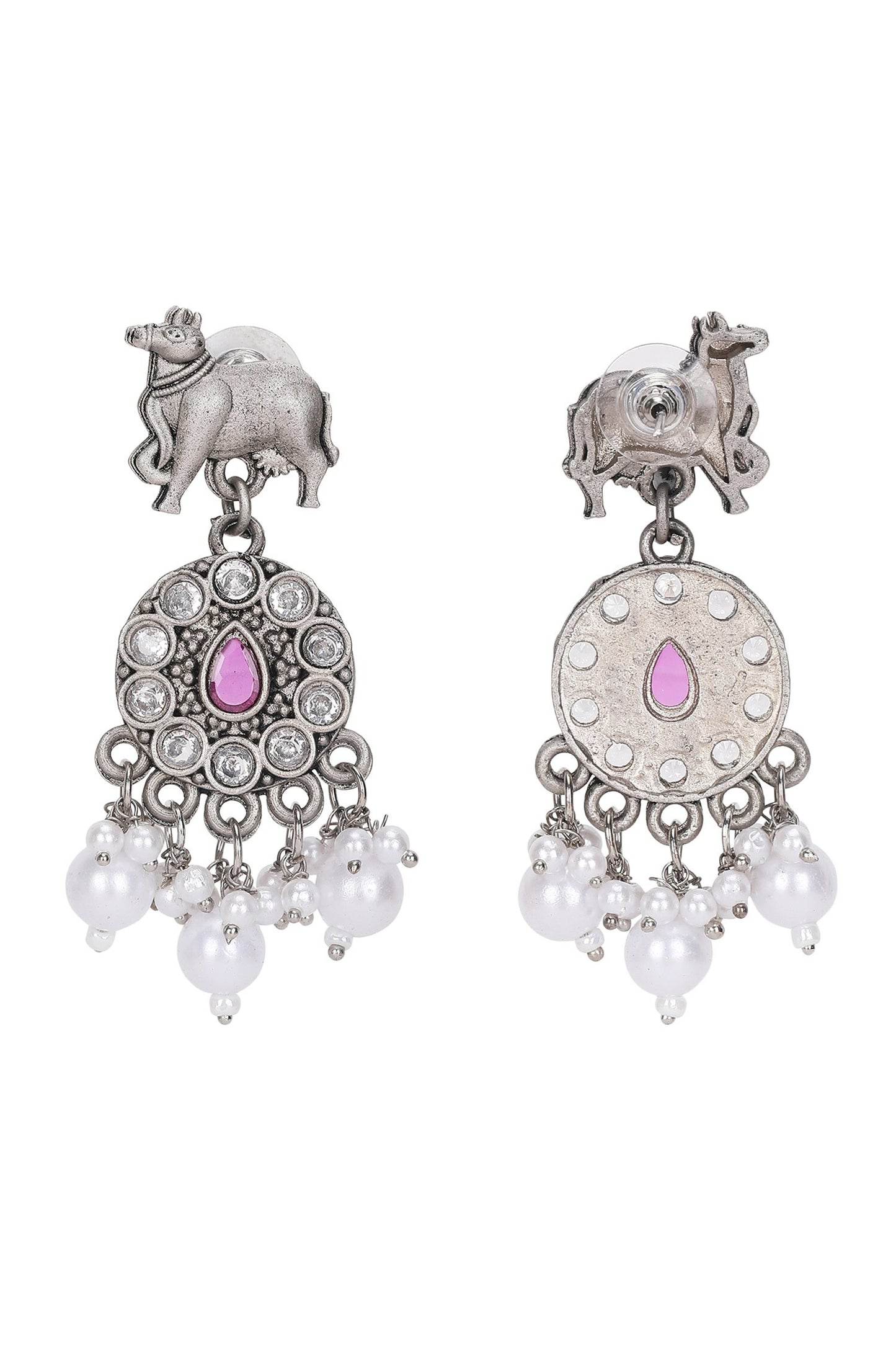 Silver Stone Beaded Necklace & Earring Set 