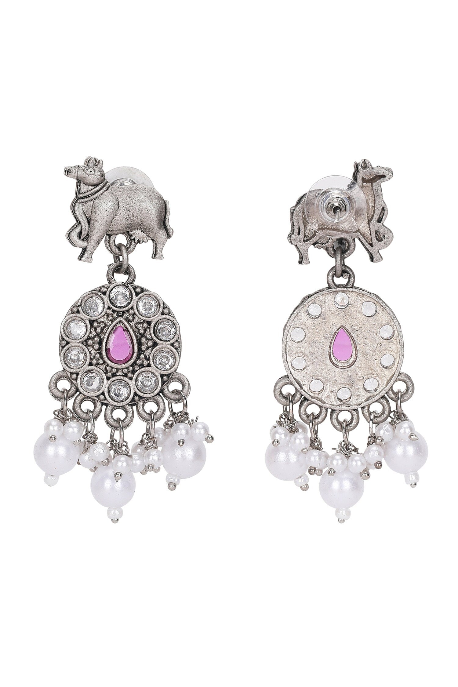 Silver Stone Beaded Necklace & Earring Set 