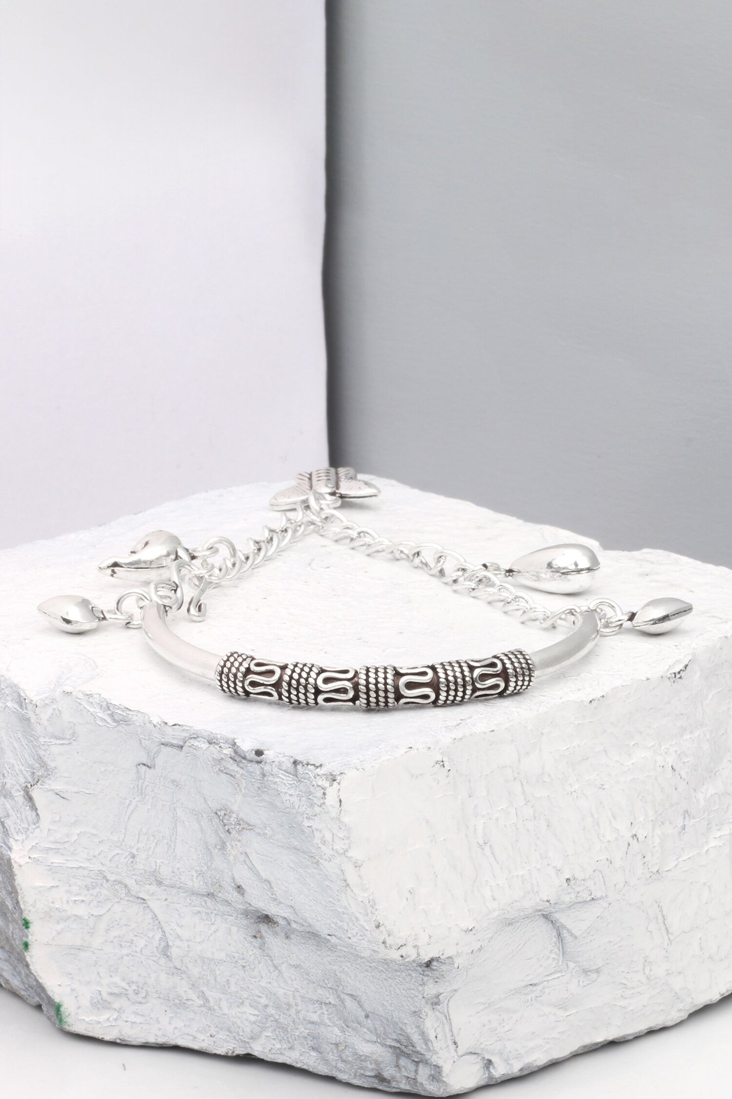 Silver Charm Link Chain Bracelet 