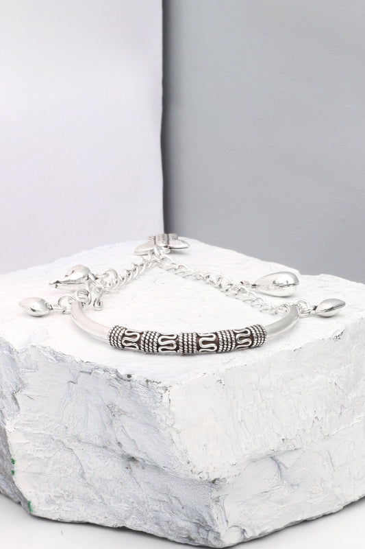 Silver Charm Link Chain Bracelet 