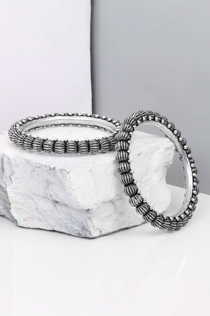Bead Textured Silver Bracelet 
