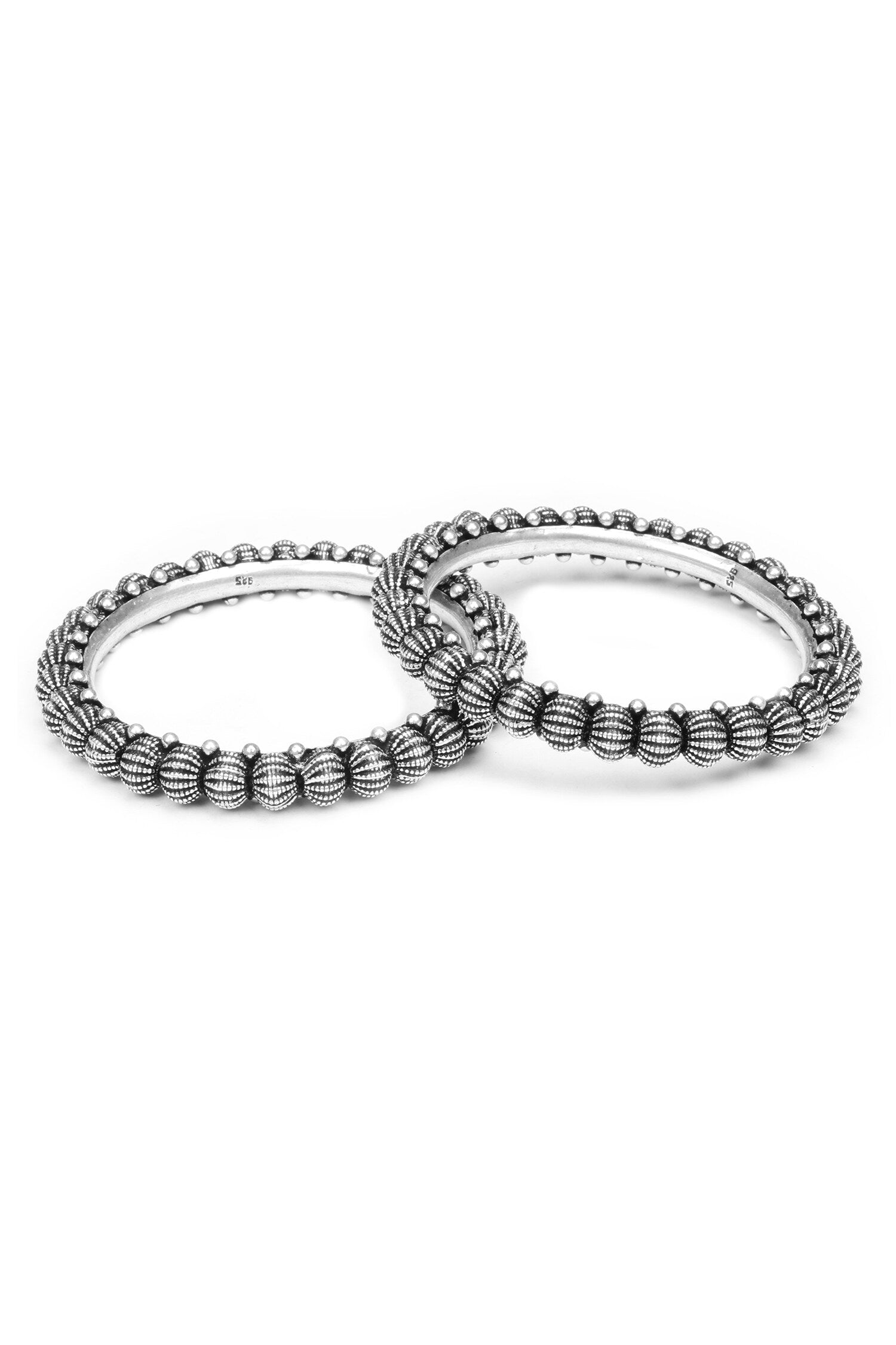 Bead Textured Silver Bracelet 
