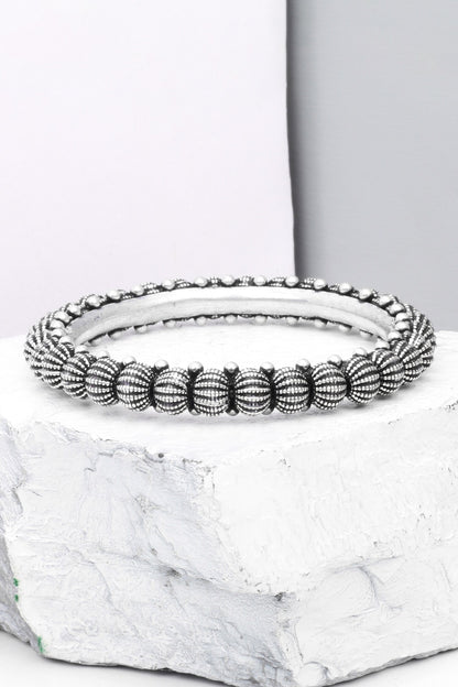 Bead Textured Silver Bracelet 