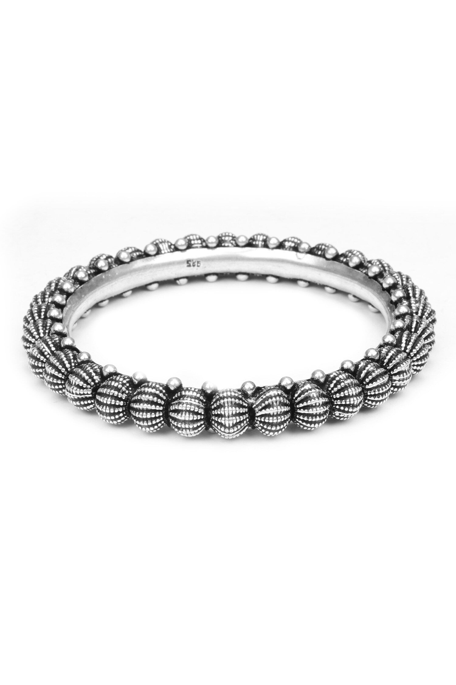 Bead Textured Silver Bracelet 