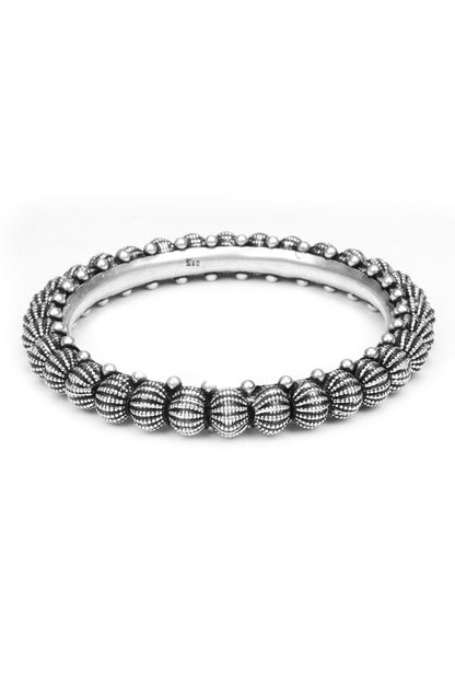 Bead Textured Silver Bracelet 
