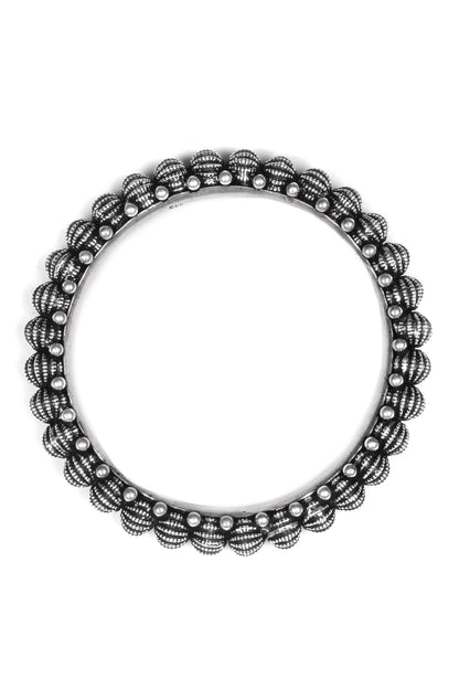 Bead Textured Silver Bracelet 
