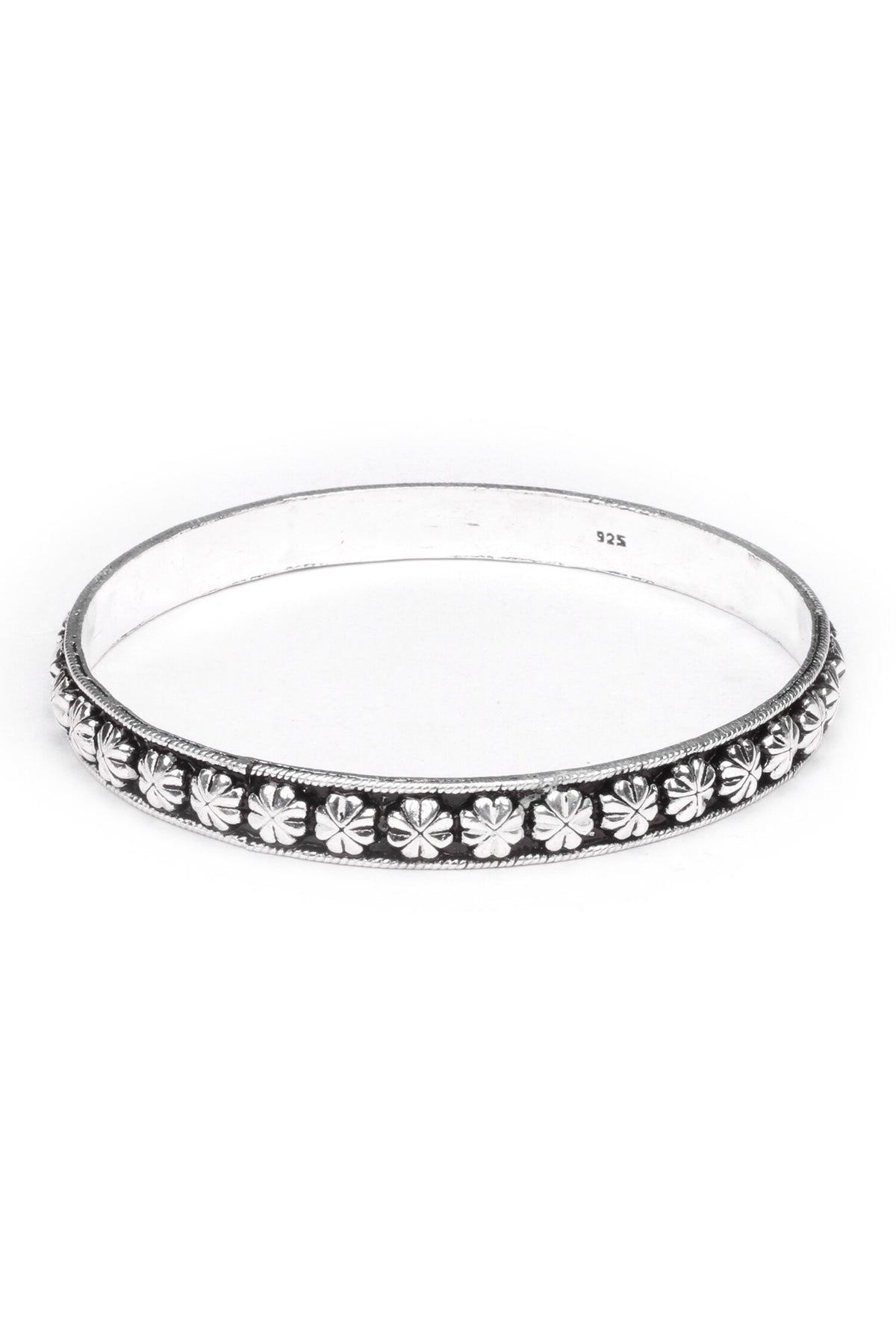 Floral Carved Silver Bracelet 