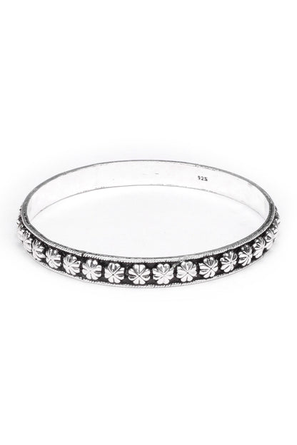 Floral Carved Silver Bracelet 