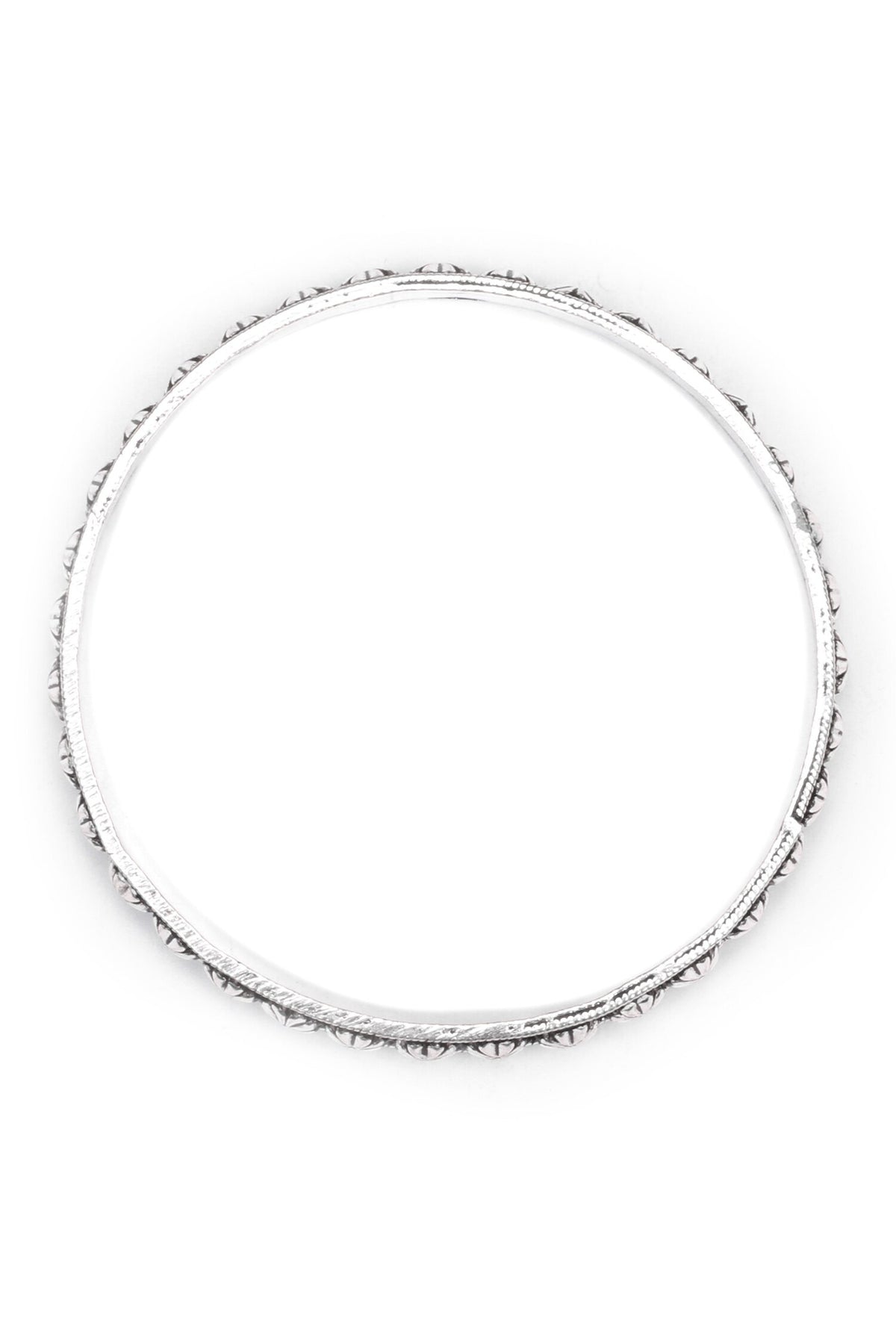 Floral Carved Silver Bracelet 