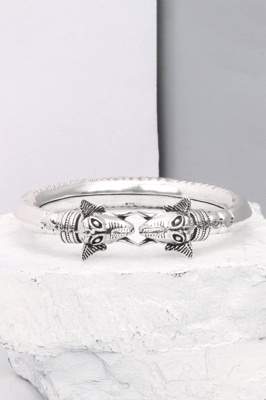Animal Carved Silver Bangle 