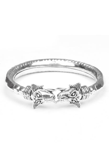 Animal Carved Silver Bangle 