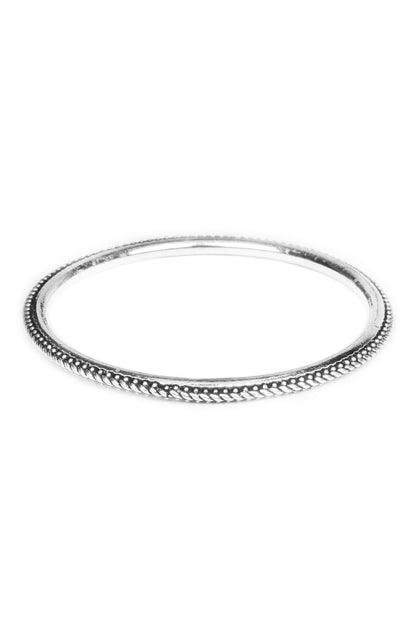 Silver Beaded Textured Bangle 