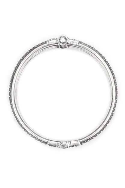Four Layered Carved Silver Bangle 