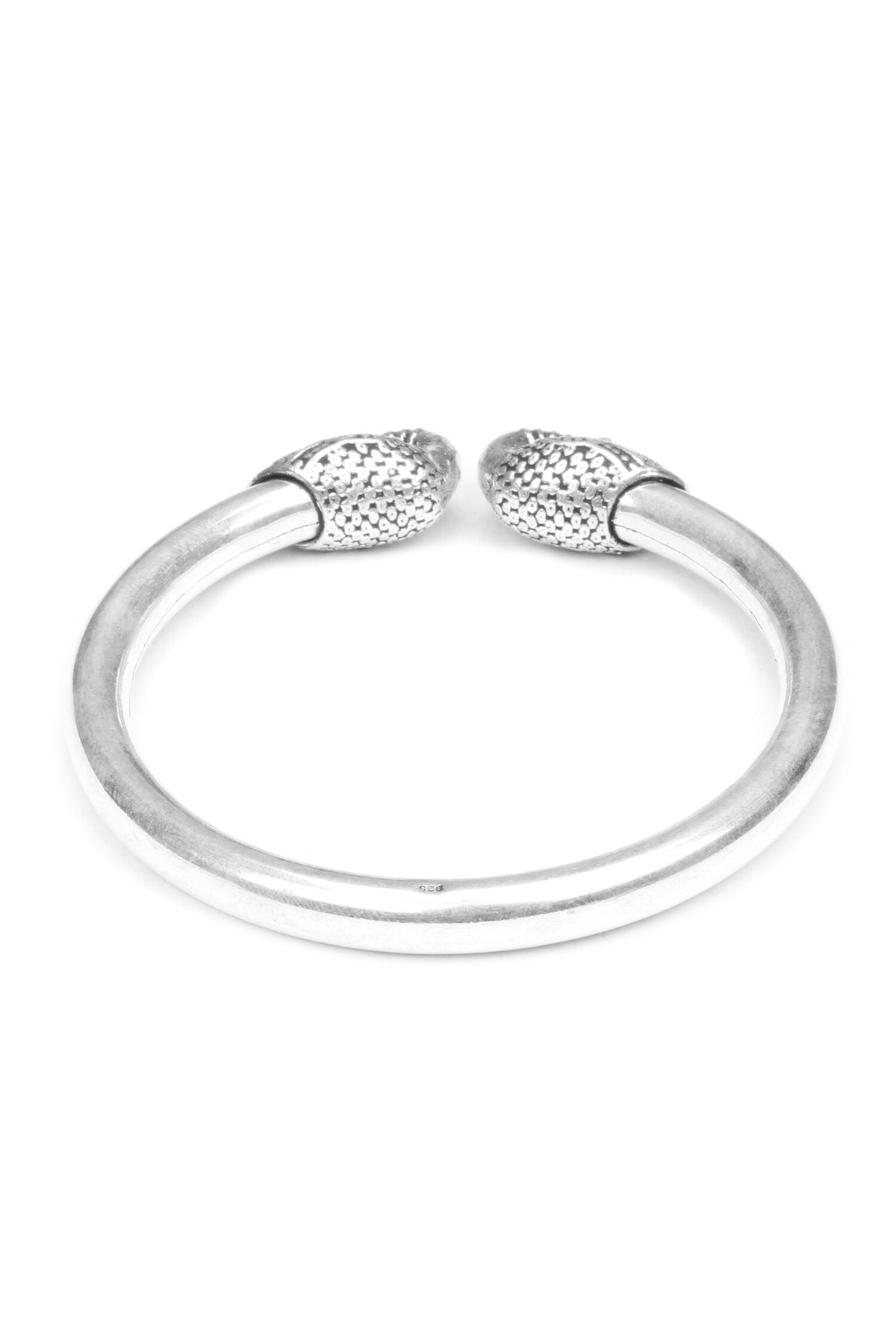 Peacock Motif Carved Silver Bracelet 