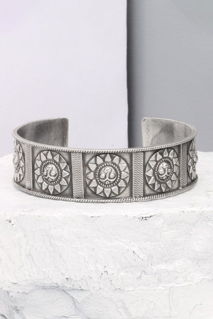 Carved Silver Cuff Bracelet 