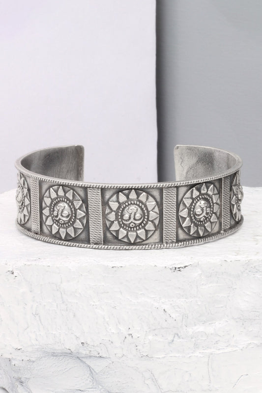 Carved Silver Cuff Bracelet 