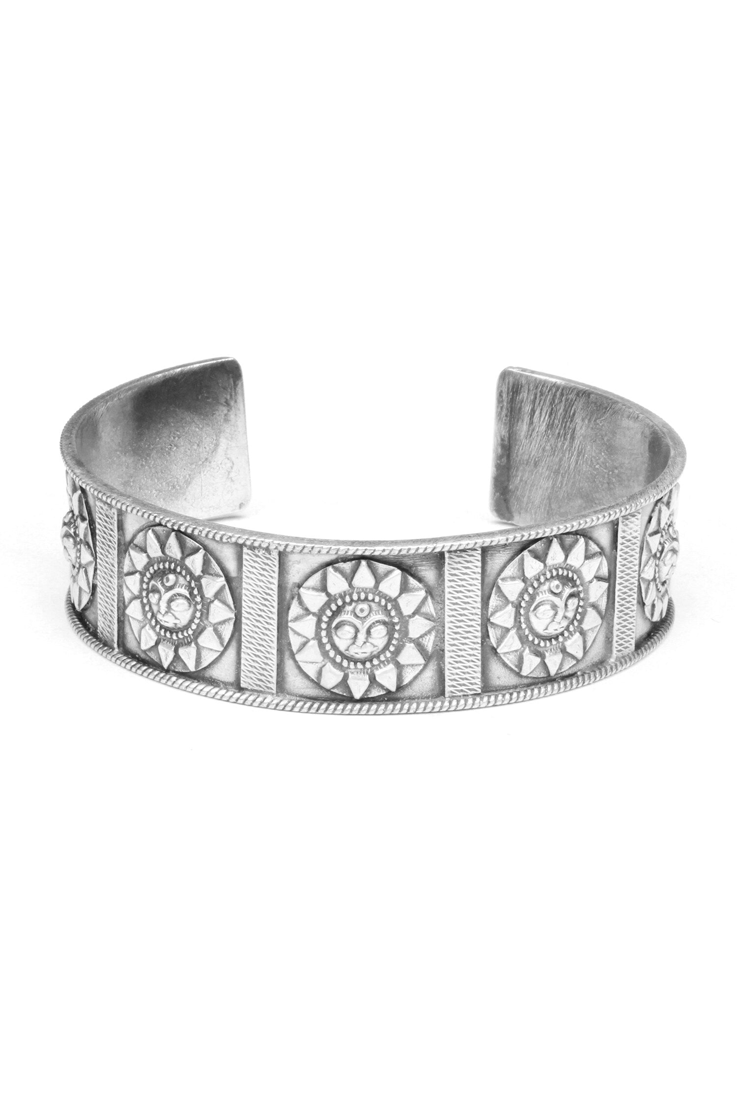 Carved Silver Cuff Bracelet 