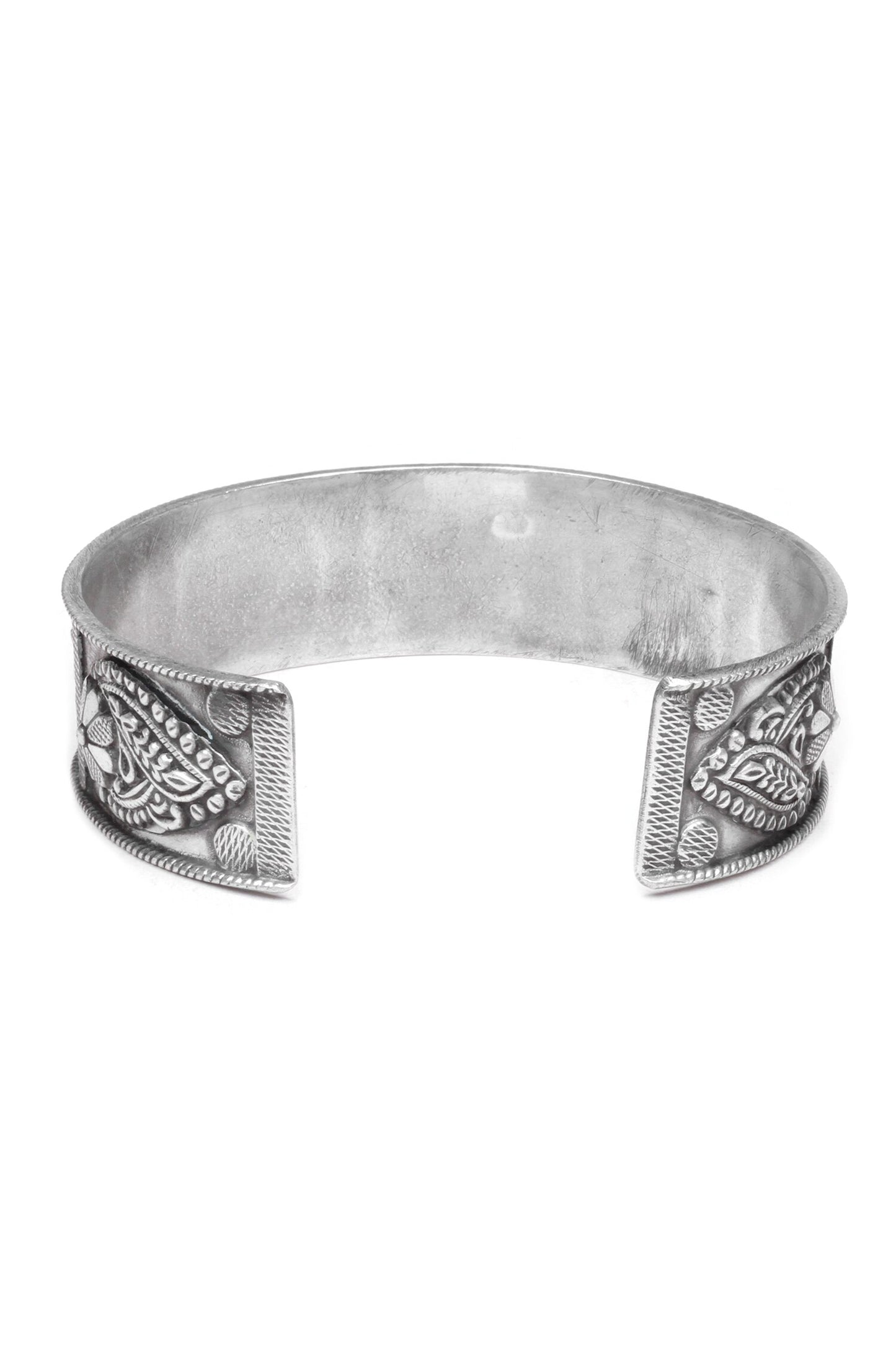 Carved Silver Cuff Bracelet 
