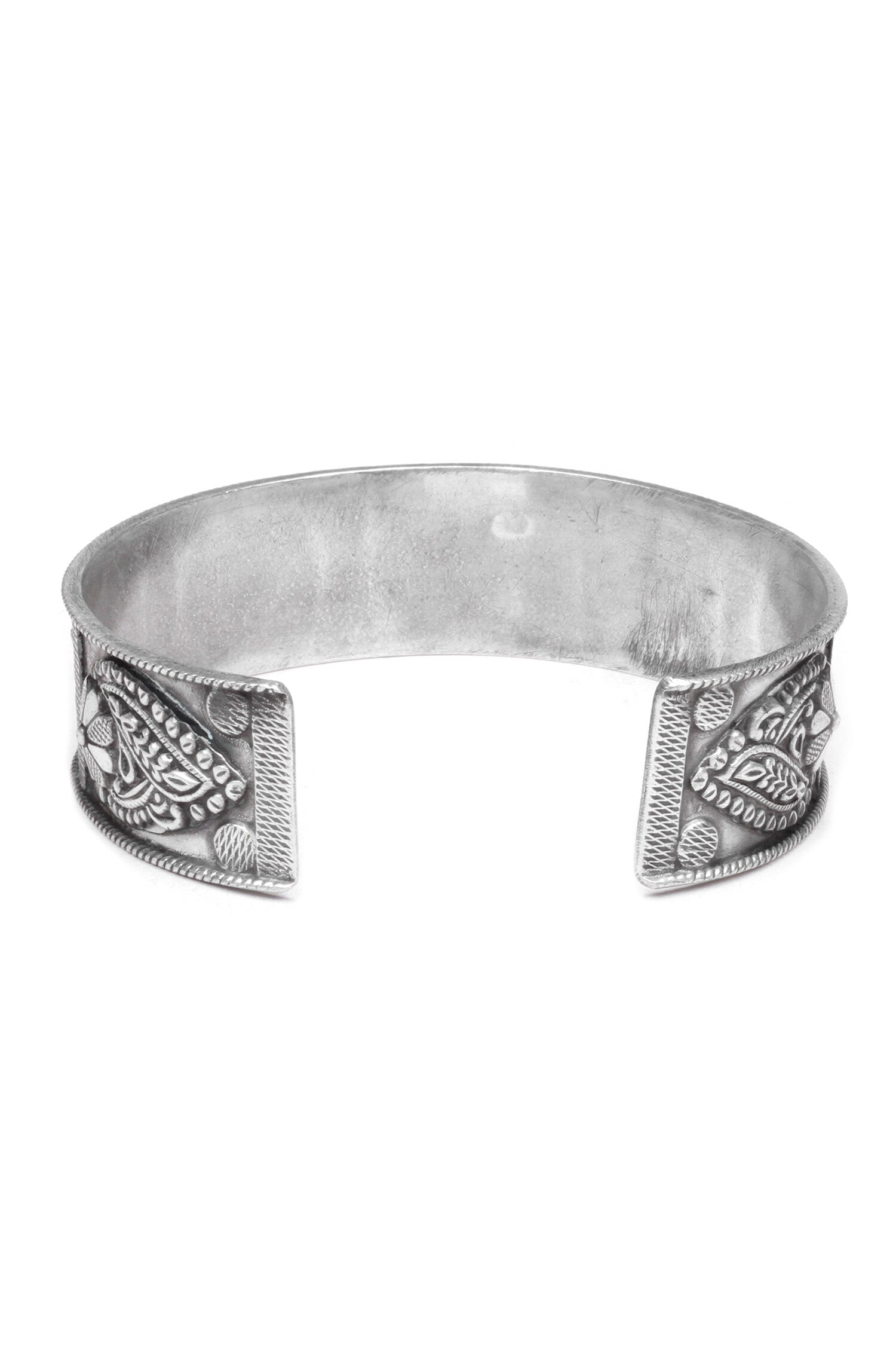 Carved Silver Cuff Bracelet 