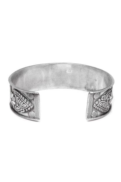 Carved Silver Cuff Bracelet 