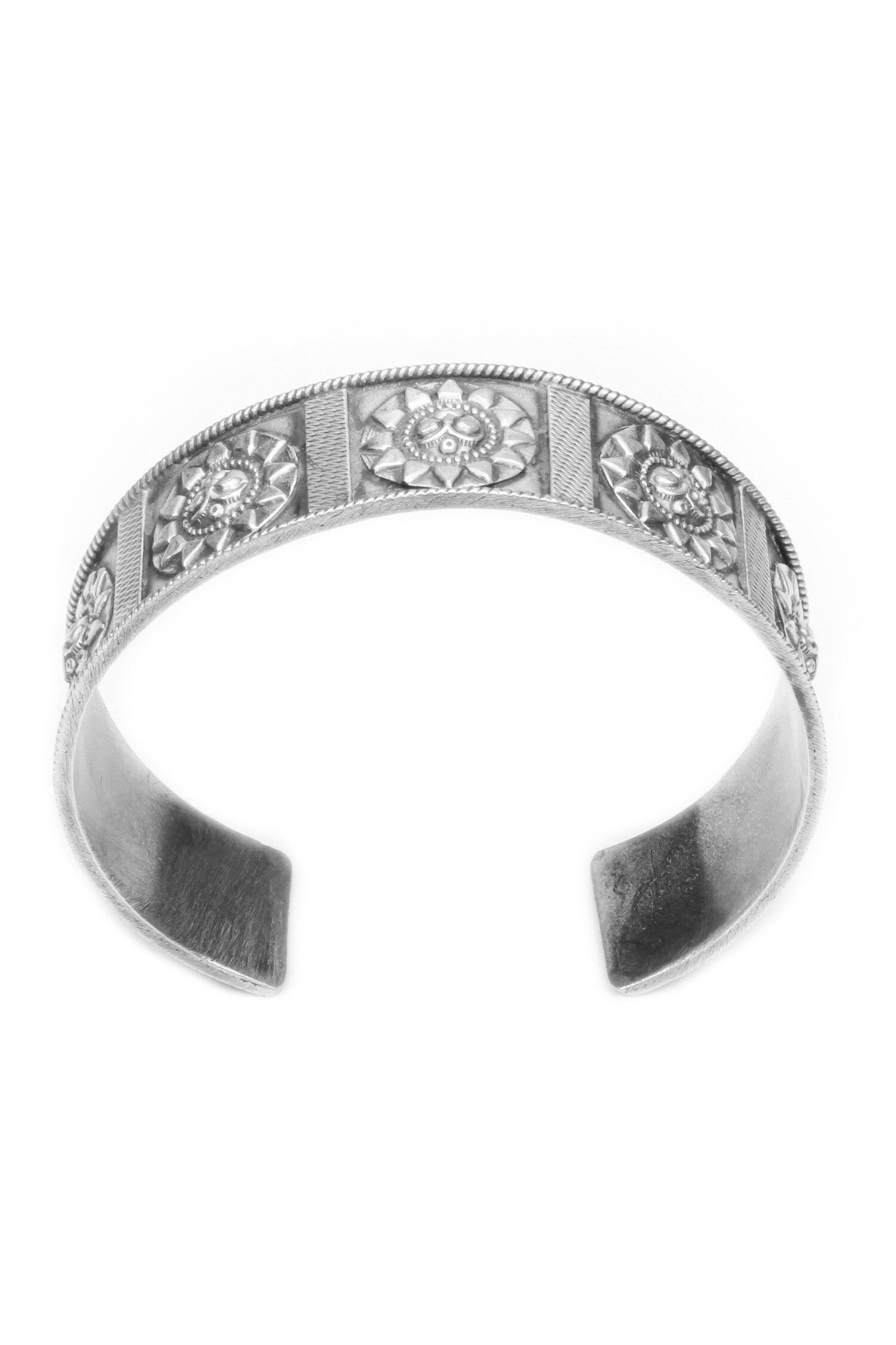 Carved Silver Cuff Bracelet 