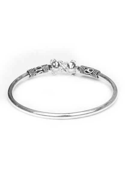 Floral Carved Silver Bracelet 