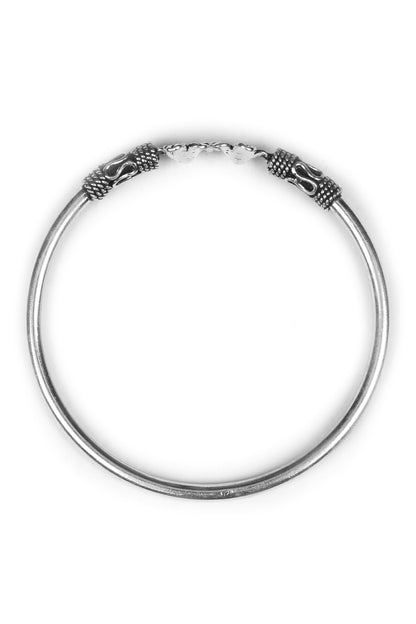 Floral Carved Silver Bracelet 