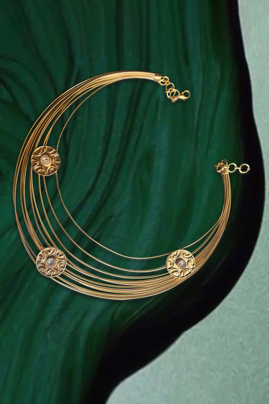 Gold Crystal Embellished Spiral Choker 