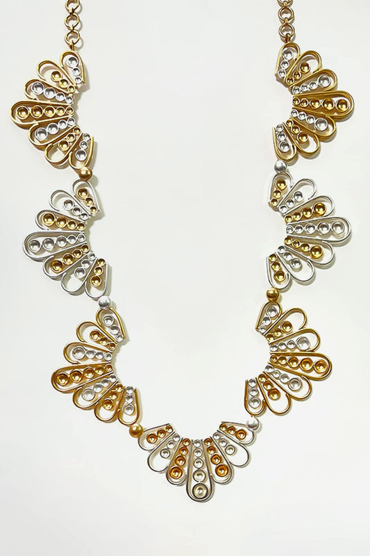 Gold & Silver Scalloped Coral Reef Necklace 