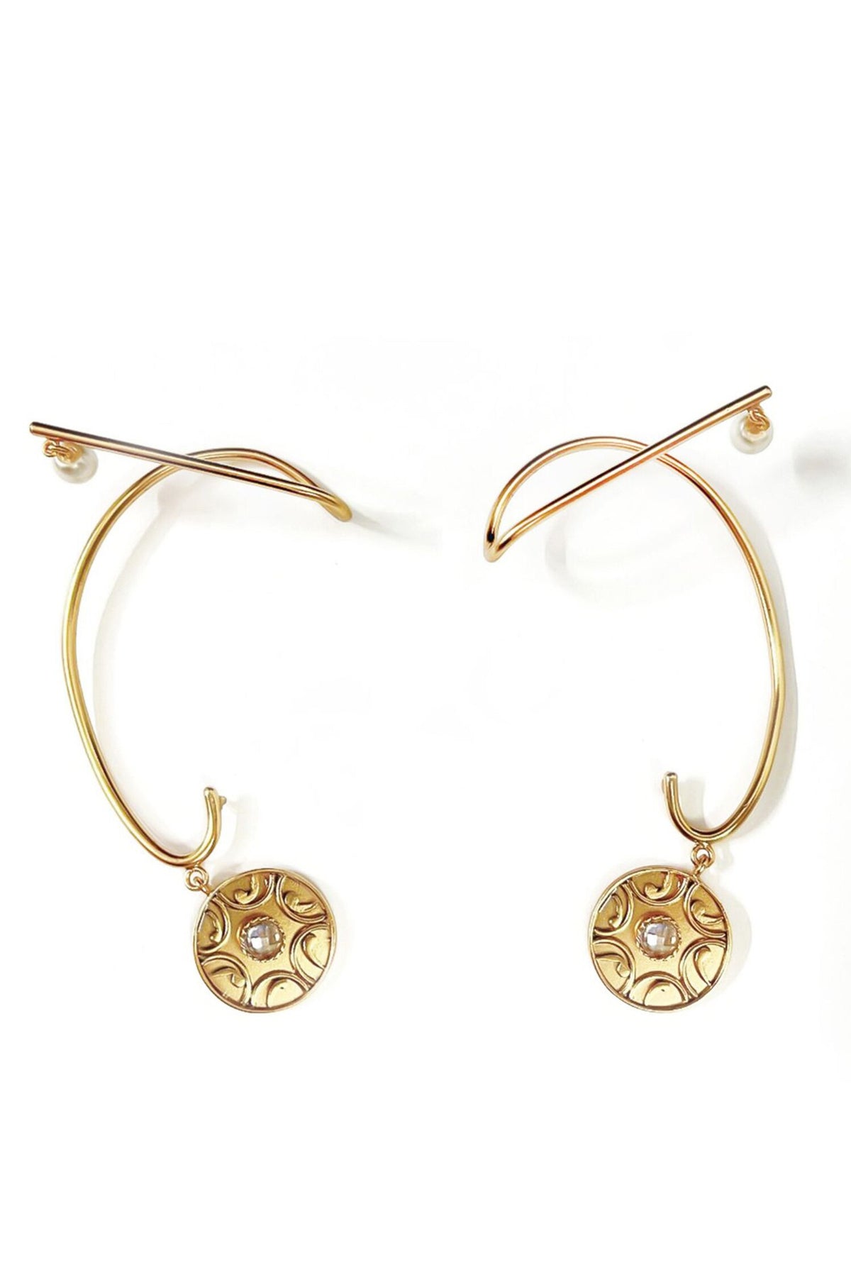 Gold Pearl & Crystal Earcuffs Set 