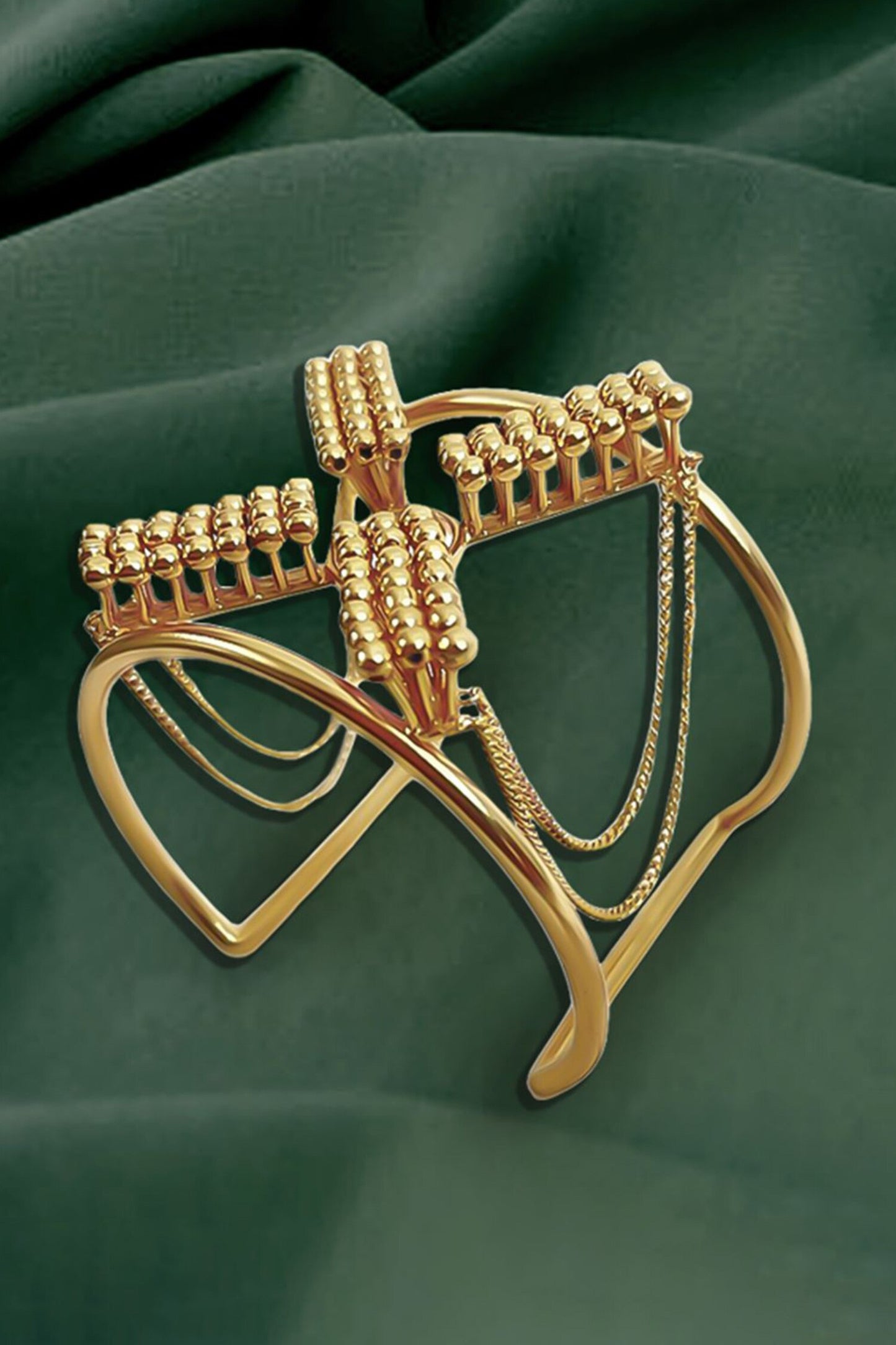 Gold Handcrafted Adjustable Cuff Bracelet 