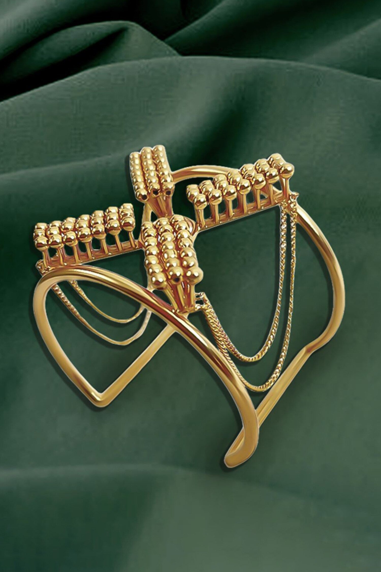 Gold Handcrafted Adjustable Cuff Bracelet 