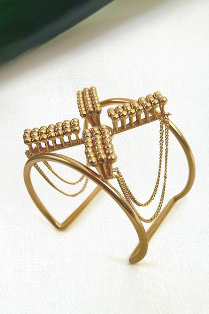 Gold Handcrafted Adjustable Cuff Bracelet 