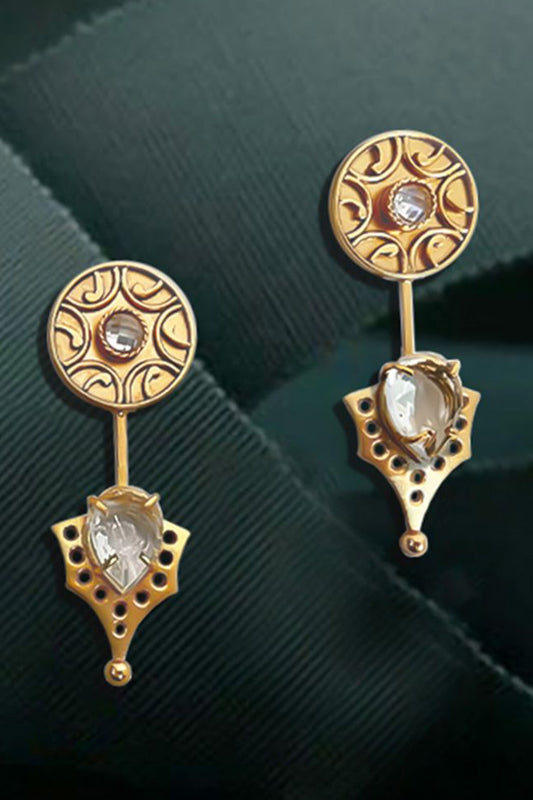 Gold Crystal Drop Earrings 