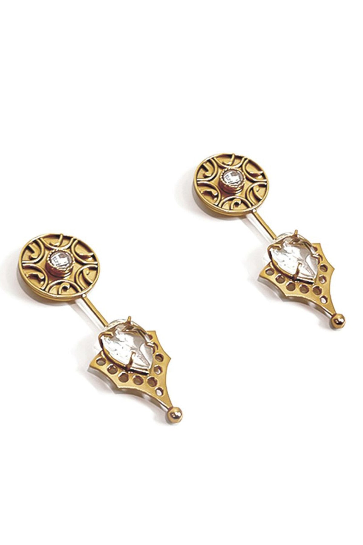 Gold Crystal Drop Earrings 