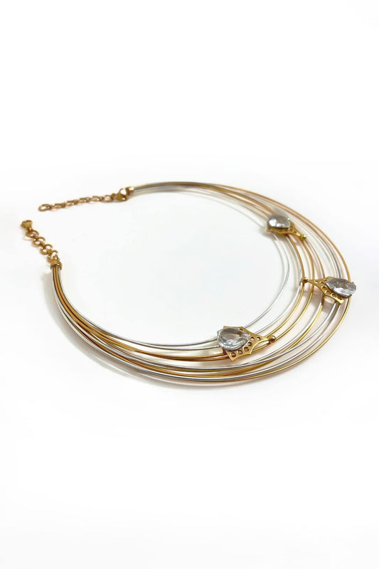 Gold Crystal Spiral Choker 