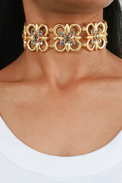 Floral Luxe Grey Swarovski Choker 