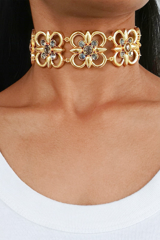 Floral Luxe Grey Swarovski Choker 